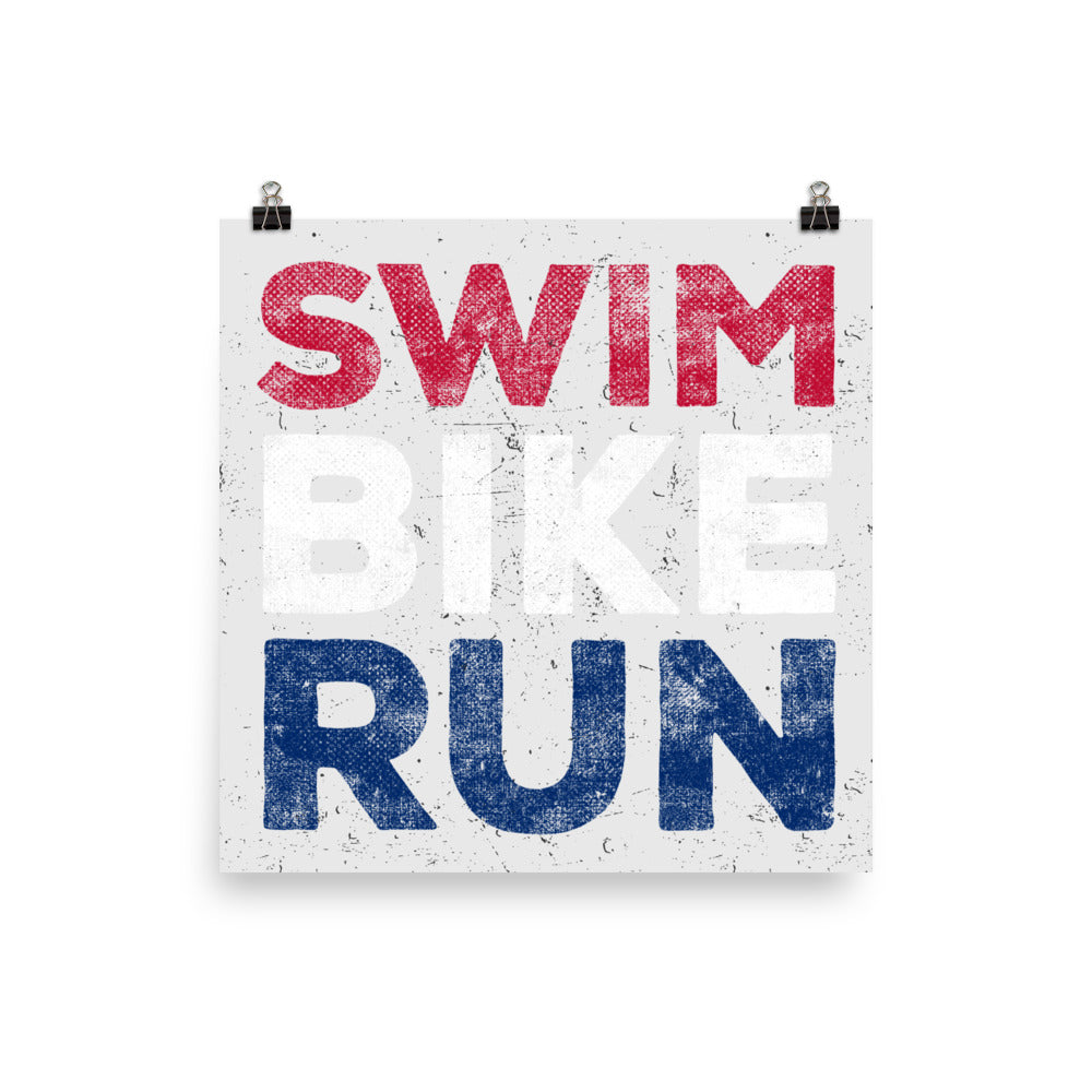 Swim Bike Run Matte Paper Poster