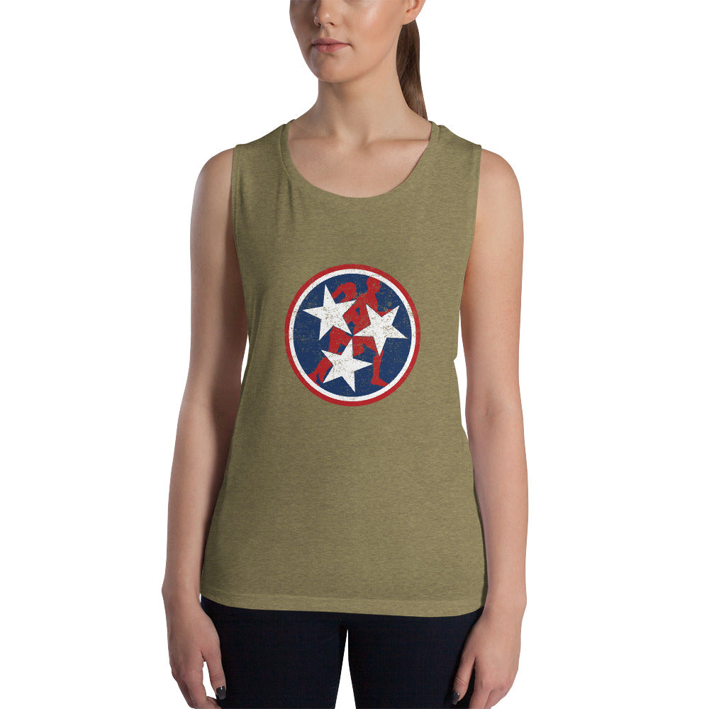Tennessee Tri-Star Full Color Women's Muscle Tank