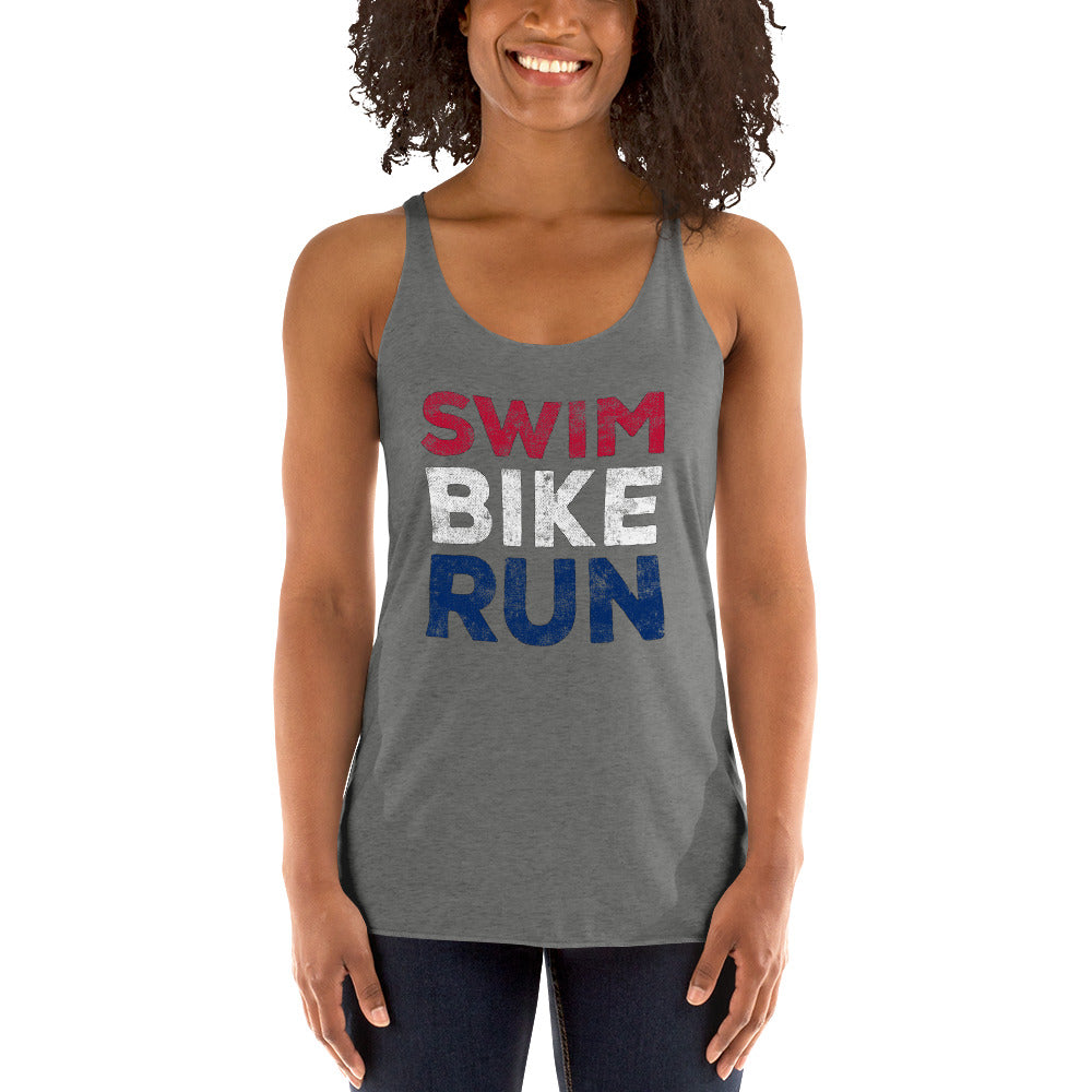 Swim Bike Run Women's Racerback Tank (America)