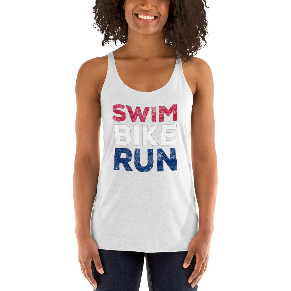 Swim Bike Run Women's Racerback Tank (America)