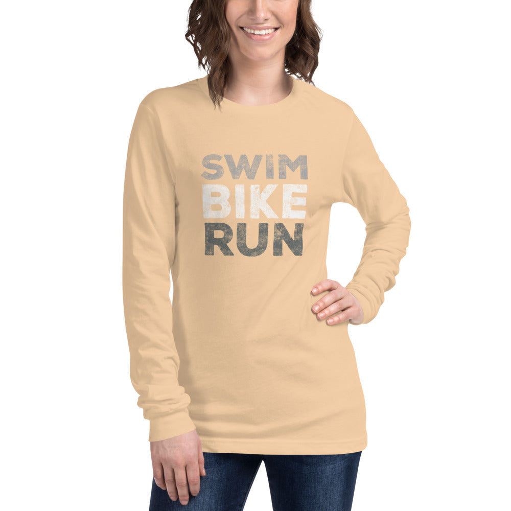 Swim Bike Run Unisex Long Sleeve Shirt