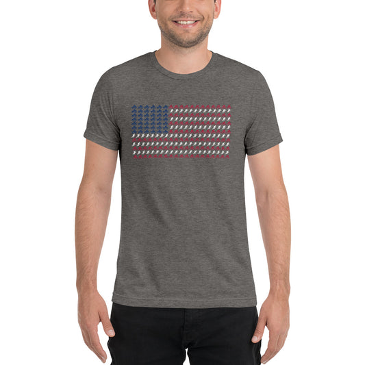 Swim Bike Run American Flag Short Sleeve Shirt