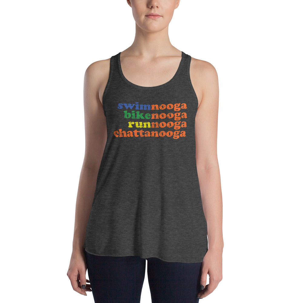 TriNooga Chattanooga Triathlon Multi Color Women's Flowy Racerback Tank